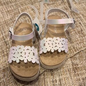 Cat & Jack Iridescent Floral Cutout Girls' Sandals - Pink/White